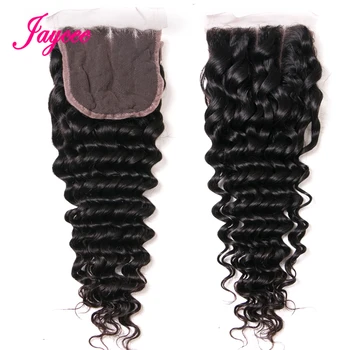 Brazilian Deep Wave Bundles With Closure 4*4 Tissages Bresilien Human Hair Extensions Brazilian Hair Weave Bundles with Closure 4