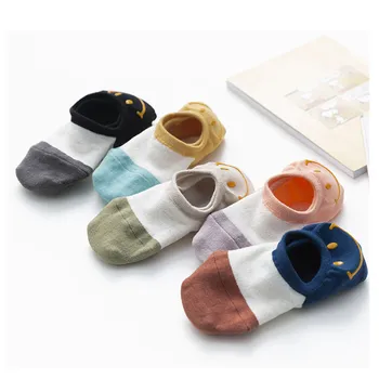 

Women Lovely Cartoon Smiling Face Socks Japanese Style Personal Cotton Boat Socks For Female Patckwork Color Breathable Sox