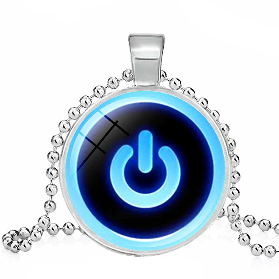 Ожерелье с кнопкой питания стеклянный кабошон художественные Подвески узором