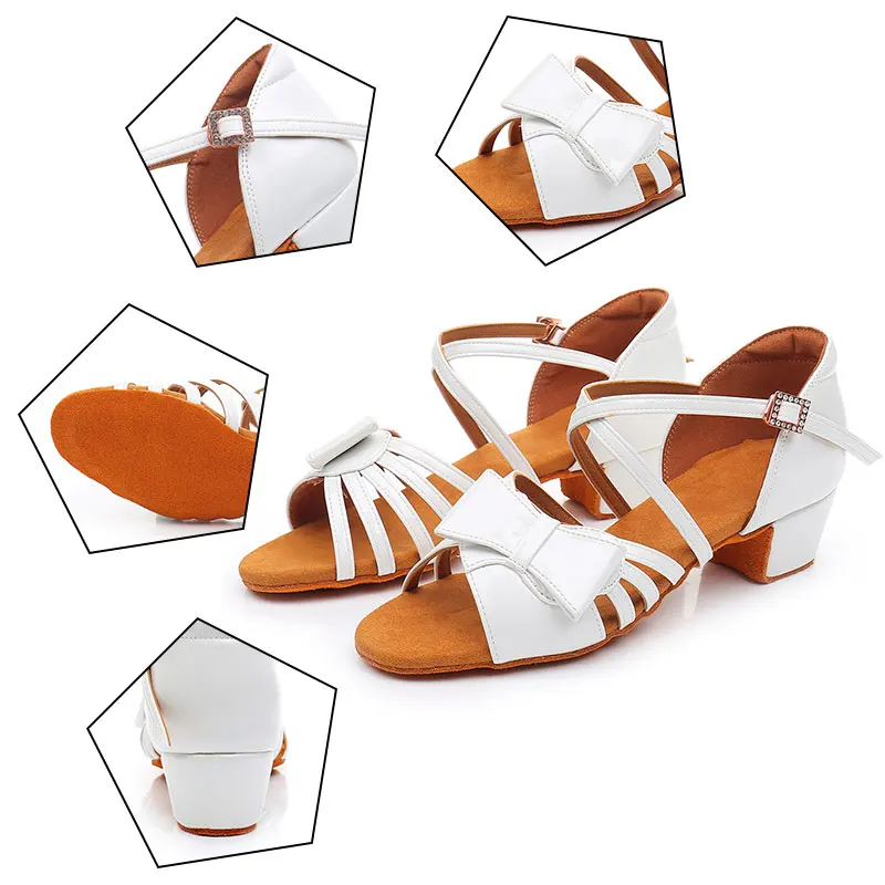 Children Dance Shoes for Girls Women Ballroom Latin shoes Ladies Modern Tango Dancing White Salsa Performance Shoes for Dance Shoes
