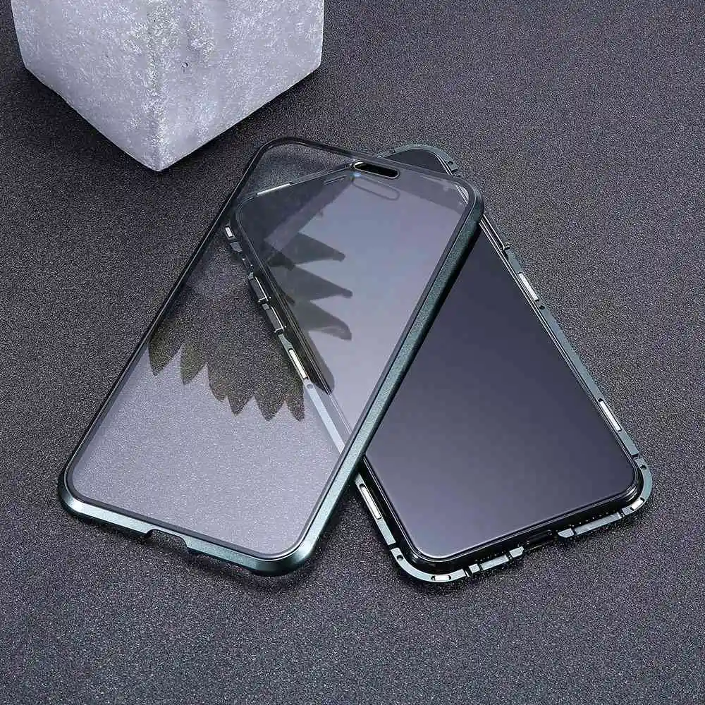 KISSCASE металлический магнитный чехол для iPhone 11 11 11 Pro Max чехол темно-зеленый Стекло магнит чехол Крышка