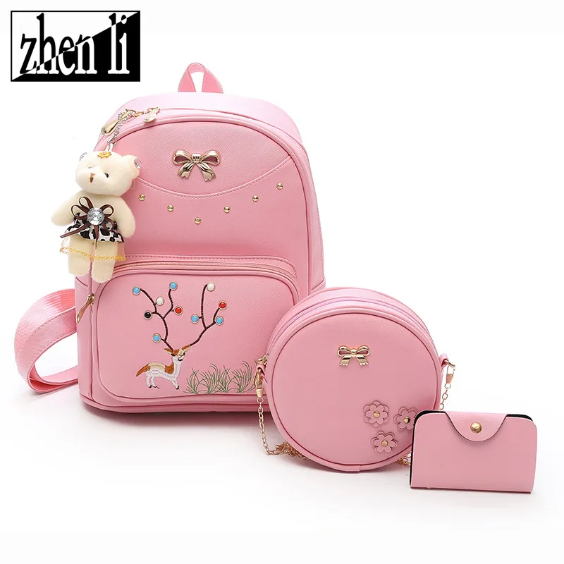 Zhenli поставка товаров женская сумка тренд Pu набор рюкзак женский сладкий Дамский рюкзак