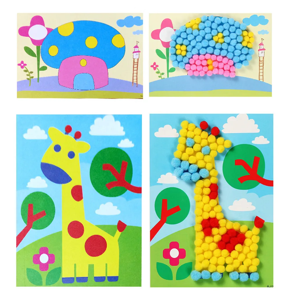 Детские креативные DIY плюшевые наклейки с шариками детские развивающие игрушки ручной работы