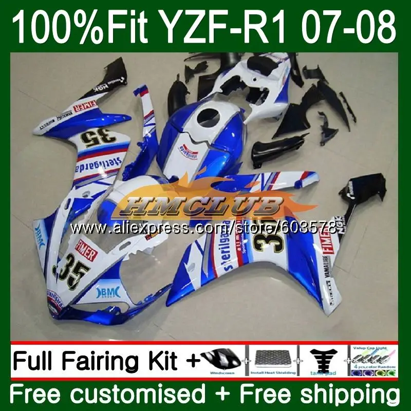 No. 1 Инъекций для YAMAHA YZF R 1 YZF 1000 YZF-R1 2007 2008 синий FIMER 49CL. 27 YZF R1 07 YZF1000 YZF-1000 YZFR1 07 08 OEM обтекатели - Цвет: No. 1