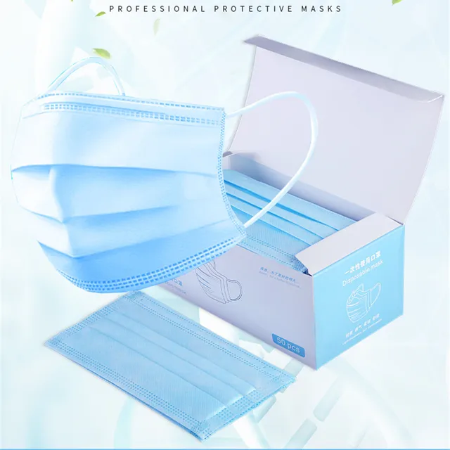 US $28.31  50pcs Disposable Protective Mask 3 Layers Dustproof Facial Protective Cover Mask Maldehyde Prevent 