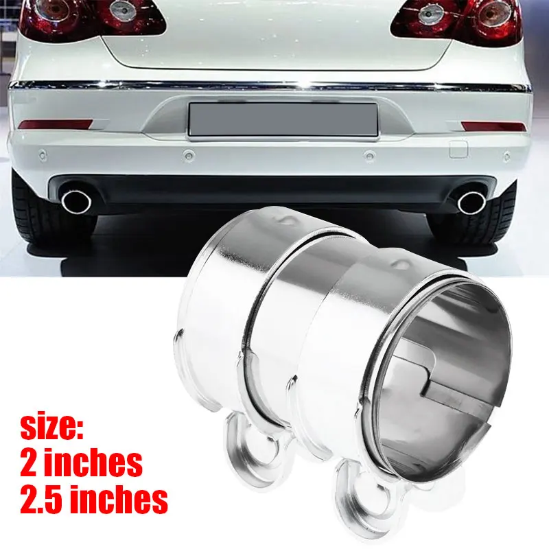 Exhaust Pipe Hoop Exhaust Pipe Clip Universal Tail Muffler Hoop Rear Round Silencers 2/2.5Inch Sliver Durable