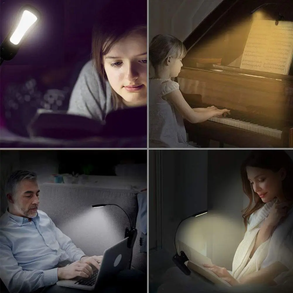  5 LED Clip Type Reading Lamp with USB Rechargeable Double Light reading bedside Colors Eye Care Bri