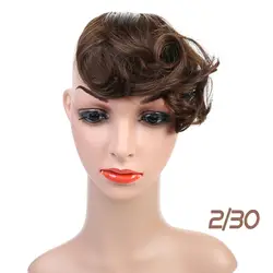 Allaosify парик с челкой, накладные короткие плоские челки с двумя боковыми клипсами, кудрявые челки, Черные накладные волосы с бахромой