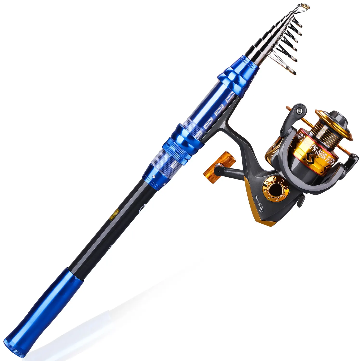 Цвет: желтый Sougayilang Top Quality Spinning Fishing Rods Combo1.8-2.7m Telescopic Rod and 12BB High Speed Gear Ratio 5.5:1 Fishing Reel Set - Цвет: Цвет: желтый