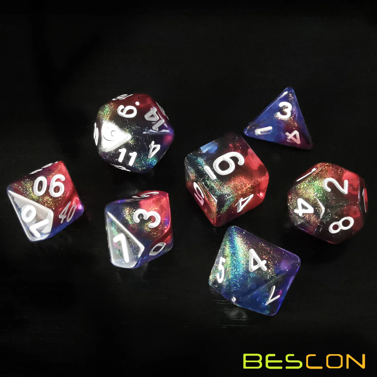 Bescon New Moonstone Dice Valor Stone, Polyhedral Dice Set of 7 3