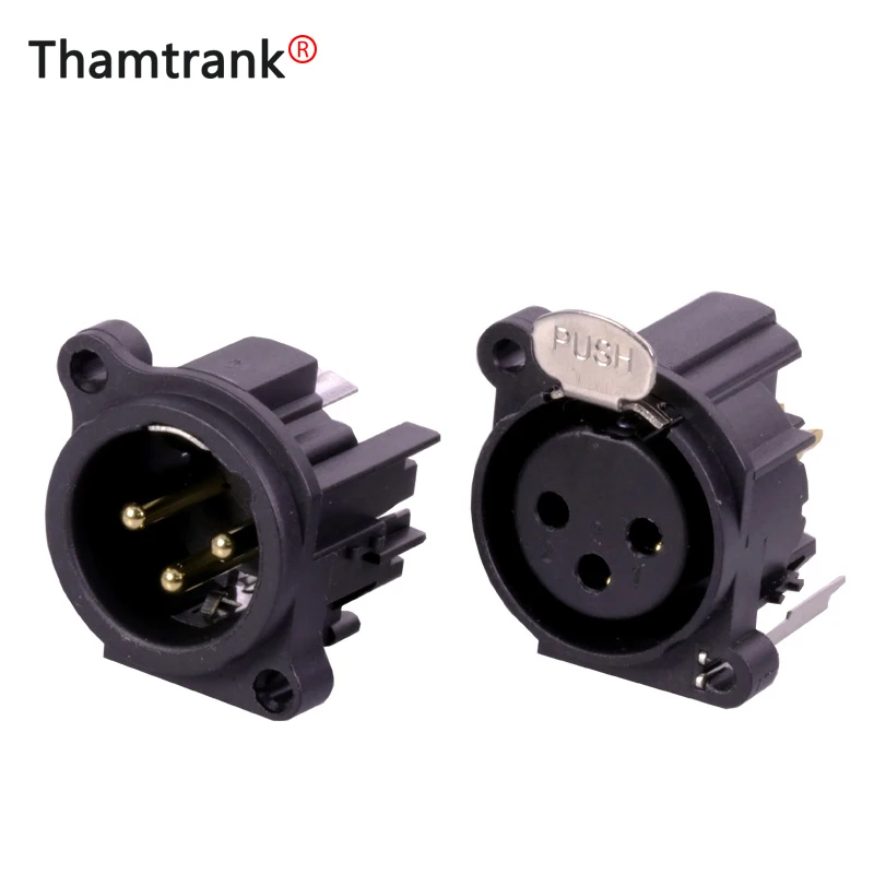 1 пара/2 шт. разъем XLR черный пластик 3pin штекер/гнездо крепление панели с кнопкой