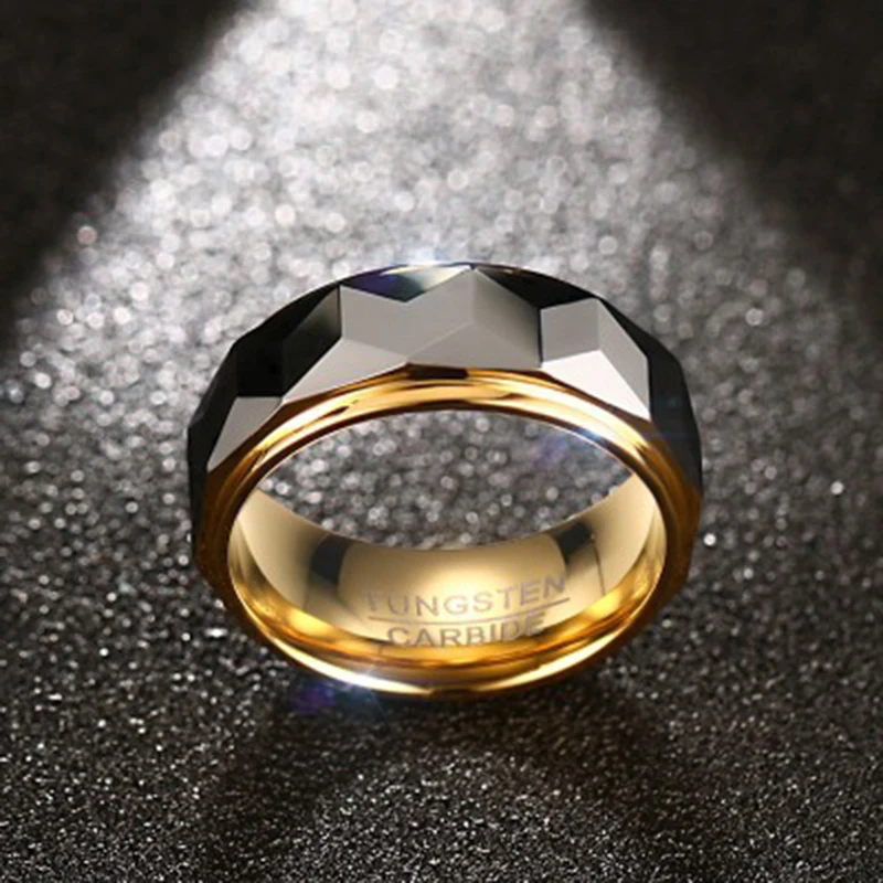 Newshe мужской обручальный браслет 8 мм вольфрамовый Карбид желтое золото серый цвет размер 8-12 модные ювелирные кольца для мужчин