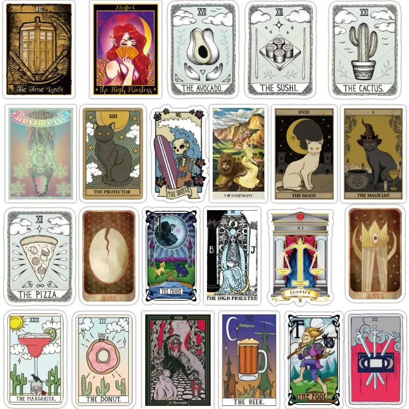 50 шт./упак. divination Card Tarot стикер s водонепроницаемый мотоцикл скейт телефон гитара ноутбук мотоциклетный костюм Стикеры