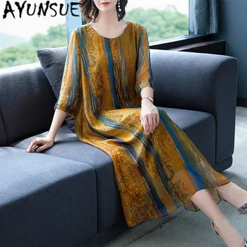 

AYUNSUE 2020 New Summer Plus Size Dress Women Clothes Elegant Long Dresses Striped Casual Dress Beach Fashion Vestidos KJ4186