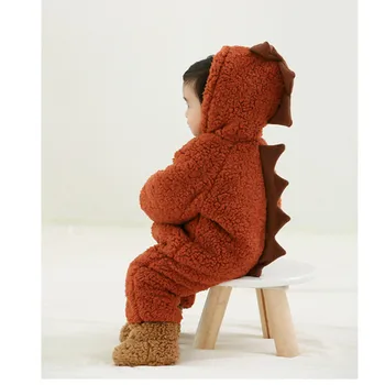 

Baby Romper Dinosaur Winter Baby Clothes Thick Velvet Baby Boy Romper Hooded Animal Toddler Costumes Girl Jumpsuit Overalls