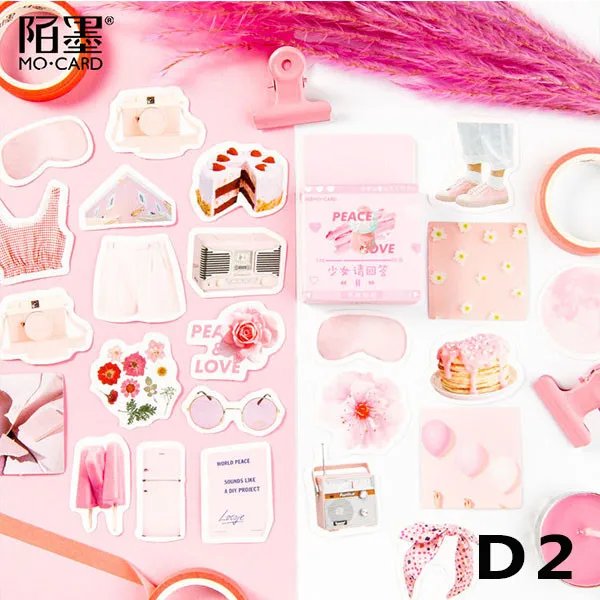 D2 Girl Series 45 шт./кор. наклейки Мини мультфильм канцелярские наклейки для кавайный Дневник Журнал наклейки этикетки для печати альбом украшения DIY - Цвет: D2 Girl Series
