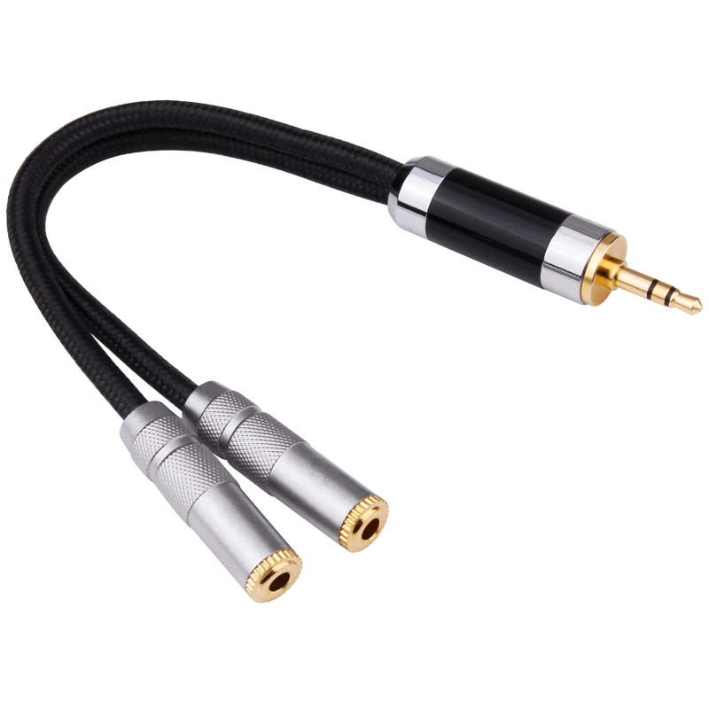 YYTCG 1PCS 3 5mm 1 To 2 Dual Y Audio Headset Jack Splitter Share Cable Adapter Golden Connector Earpiece for Earphone Headphone