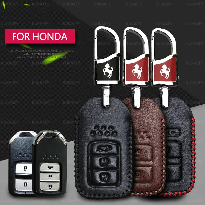 Кожаный чехол для ключей Honda Accord Crider Spirior City Odyssey Vezel Civic Jade Fit CRV XRV Crosstour|Футляр