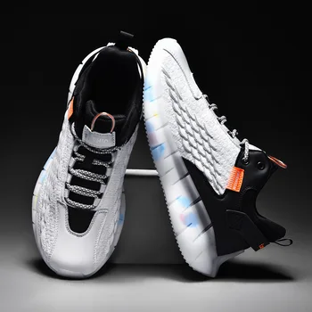 

2020 hot-selling fashion men's shoes brand sports shoes fish scale flying luminous large size casual shoes sneakers 39-46 size