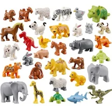 Grande bloco de construção compatível duplos tijolos série animal modelo figuras elefante macaco frango panda crianças brinquedos educativos