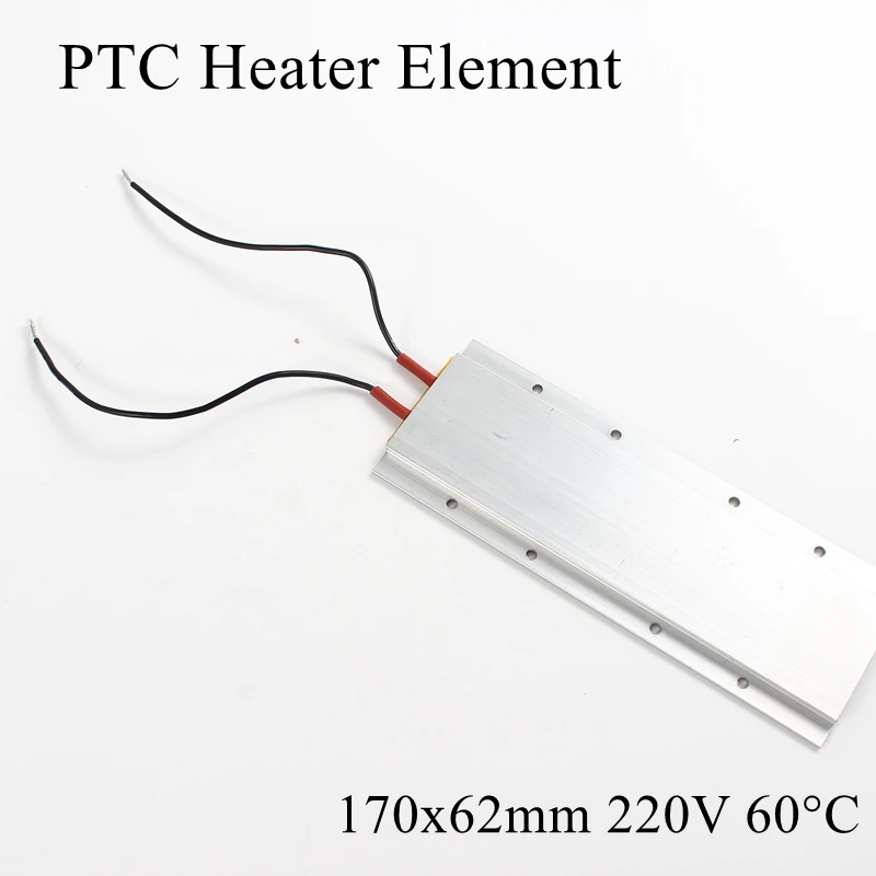 

1pc 170x62mm 220V 60 Degree Celsius Aluminum PTC Heater Element Constant Thermostat Thermistor Air Heating Sensor With Shell