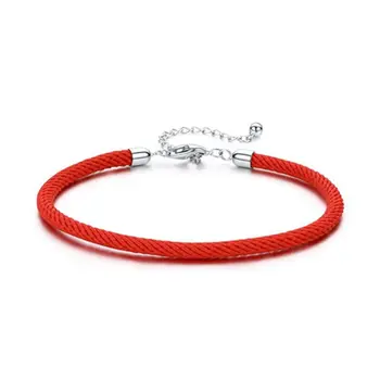 

Red Rope Bracelet 925 Sterling Silver Chain Adjustable 16cm to 21cm Jewellery Gift for Women Girls