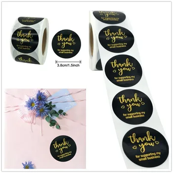

500pcs/roll Round Gold Foil Thank You Stickers 3.8cm Gift Cards Envelope Sealing Label Stickers Journal Stationery Stickers
