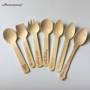 

100pcs mini spoons Ice Cream Spoon Disposable spoons for dessert cups wooden Flatware Party Cutlery wedding souvenirs