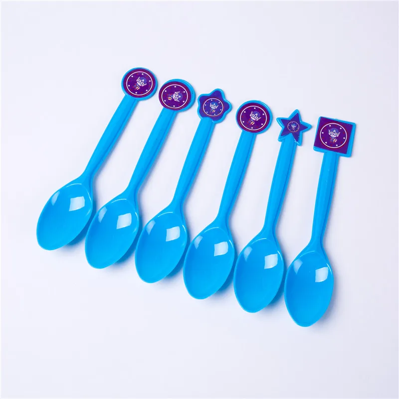 День рождения Капитан Америка поставки дети день рождения украшения одноразовые посуда бумажные тарелки чашка соломы баннер Baby Shower - Цвет: Spoon-6pcs