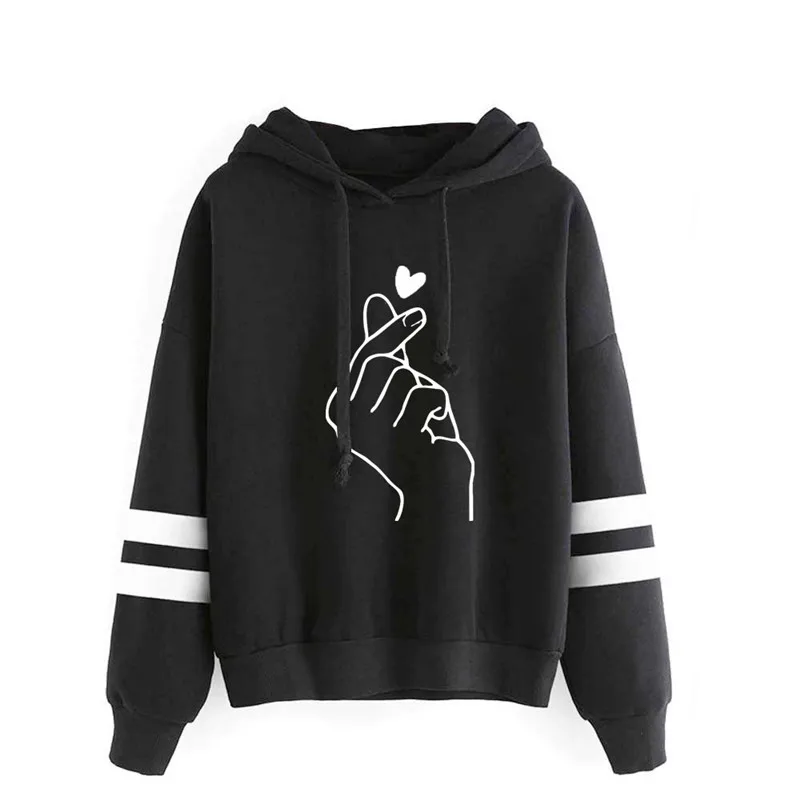 UIDEAZONE женские толстовки с принтом Kpop Finger Heart Love, топы с капюшоном на шнурке, пуловеры, женские свитшоты, осень - Цвет: Pattern 3