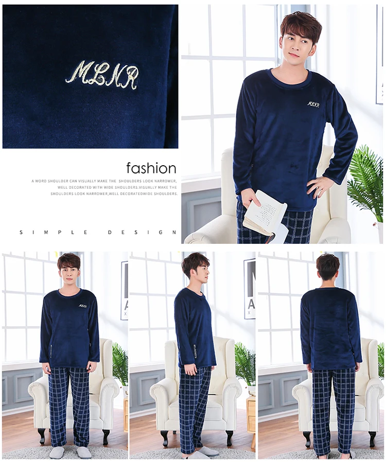 Модный пижамный комплект с героями мультфильмов; мужская одежда; Сезон Зима; коралловый флис; сезон осень-зима; фланелевый плотный теплый костюм для сна; повседневная домашняя одежда