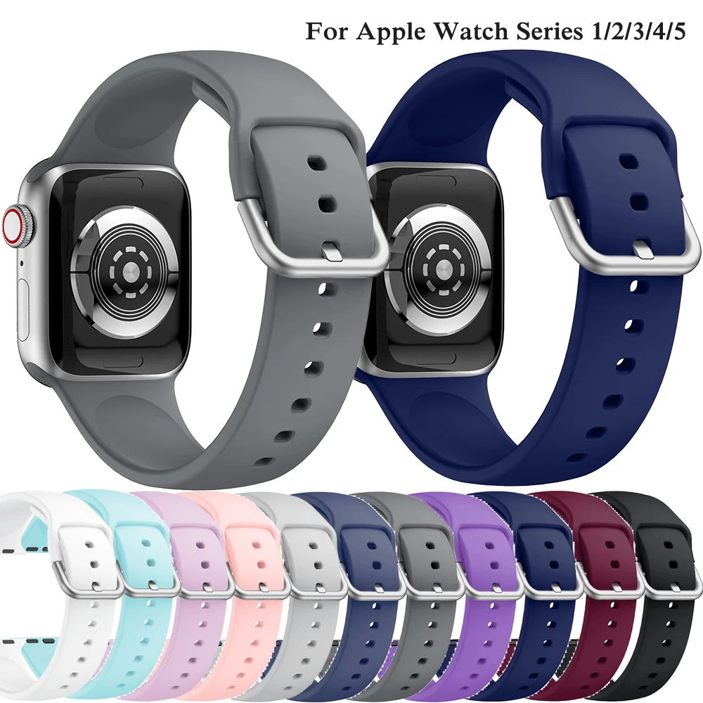 

Silicone strap for Apple i Watch band 5 bands 44mm 40mm watchband with buckle belt bracelet Series 1 2 3 4 5 40mm/38mm 44mm/42mm