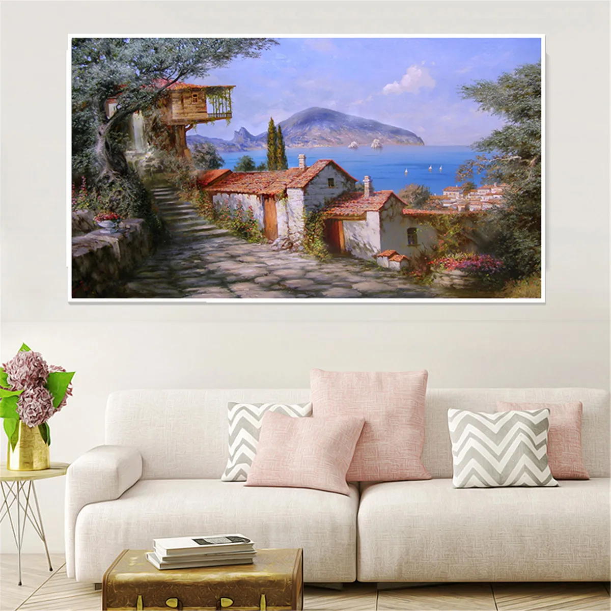 Modern Coffee Wall Art Canvas Painting for Home Decoration Wave Seaside Buliding Poster Prints Cuadros Decoracion Salon | Дом и сад