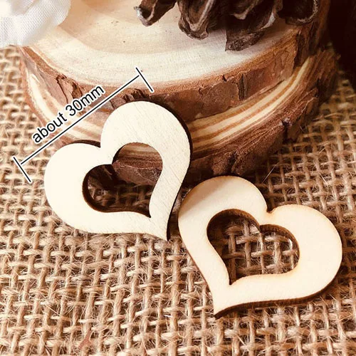 50 шт. деревянный подвесной орнамент в форме сердца «любовь», товары для рукоделия, аксессуары для шитья ручной работы, украшения для свадебной вечеринки iCraft - Цвет: 50pcs