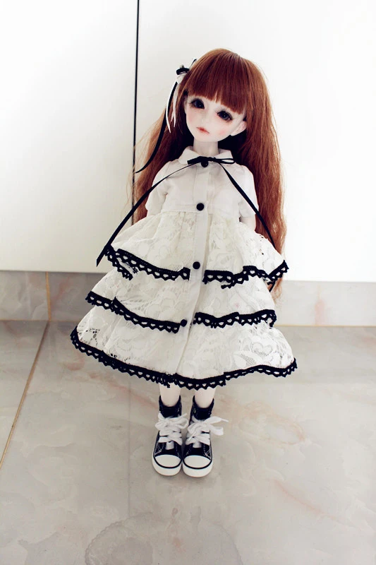 BJD Кукольное платье подходит для 1/3 1/4 1/6 MSD YOSD черно-белое подходящее кольцо набор кукольных аксессуаров