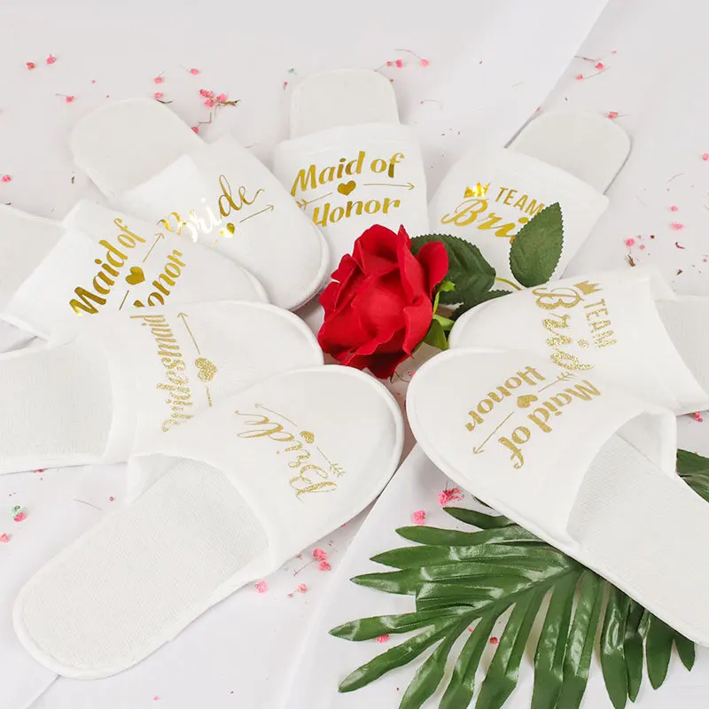 Disposable Team Bride To Be Bridesmaid Slippers Tattoo Stickers Bachelorette Party Bridal Shower Hen Wedding Decorations | Дом и сад