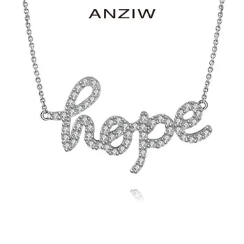 

ANZIW Fashion 925 Sterling Silver Letters Hope Necklace Pendant Women Wedding Engagement Anniversary Promise Jewelry Gifts