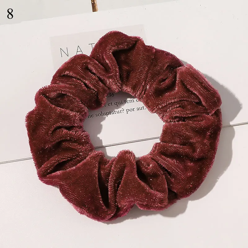 Winter Shiny Velvet Scrunchies Candy Color Soft Girls Hair Rope Hair Accessories Rubber Band Elastic Hair Bands Ponytail Holder mini hair clips Hair Accessories