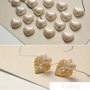

2pcs Boutique Imitation Mabe Effect Heart Love Half Patch DIY Stud Earrings Materials Accessories