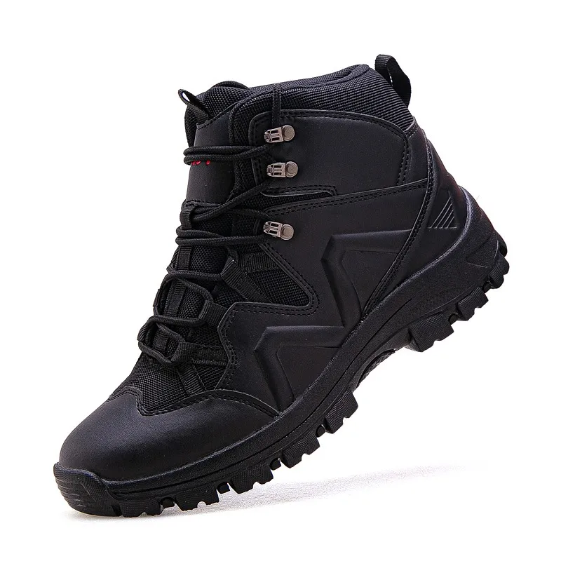 Men Tactical Boots Army Boots Military Desert Waterproof Work Safety Shoes Climbing Hiking Sport Shoes Ankle Men's Outdoor Boots - Цвет: black