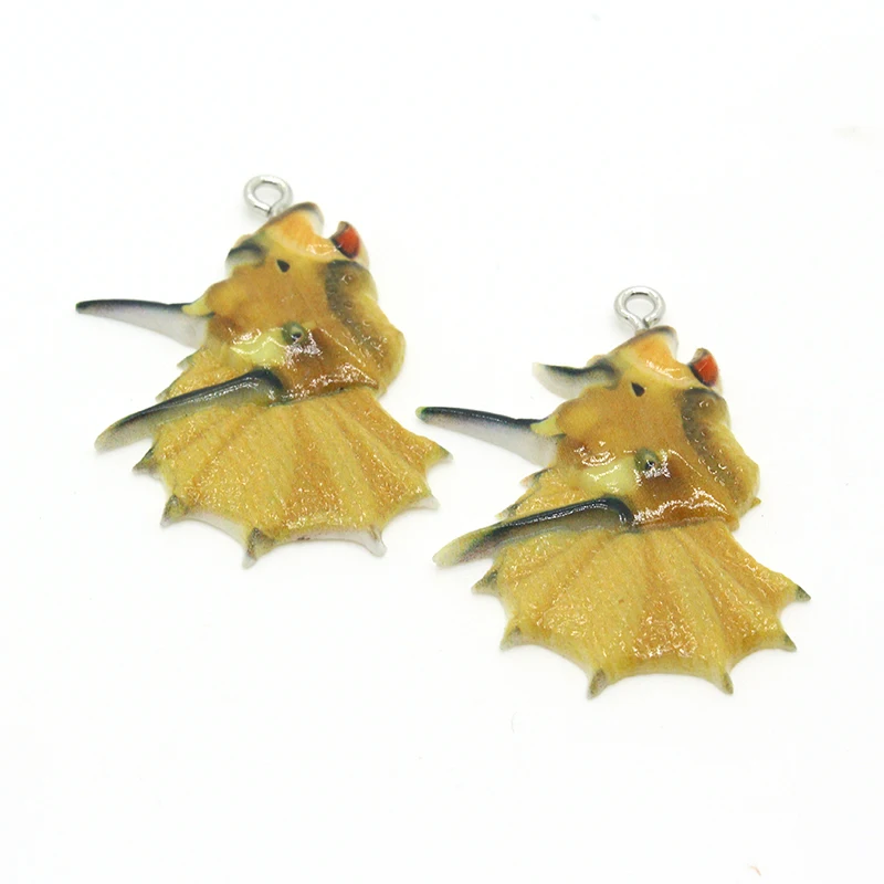 6pcs Tribe Cattle Dinosaurs Resin Earring Charms Vintage Punk National