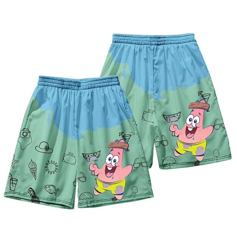 white shorts Hot Sale Patrick Star Beach Shorts 3D Printed Anime Funny Swimming Trunks Summer Men's Shorts Hip Hop Oversized Sweatpants cargo shorts