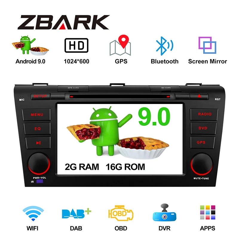 2 din Android 9 0 Автомобиль Радио DVD мультимедийный плеер gps навигации для Mazda 3 2004 2005