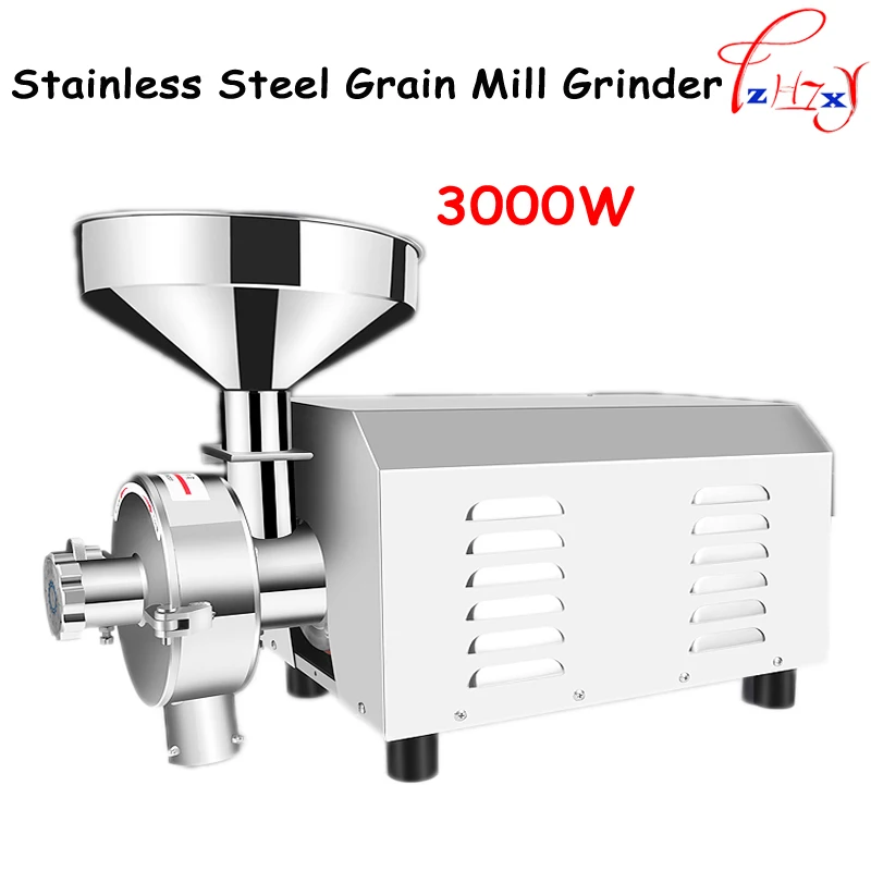 1pc 3000w Superfine Stainless Steel Grain Flour Mill Grinder Commercial