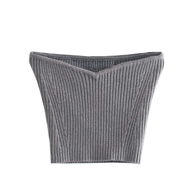 US $8.88 New fashionable sleeveless and collarless Knitted Blouse for autumn women's wear slim waist-wrapped