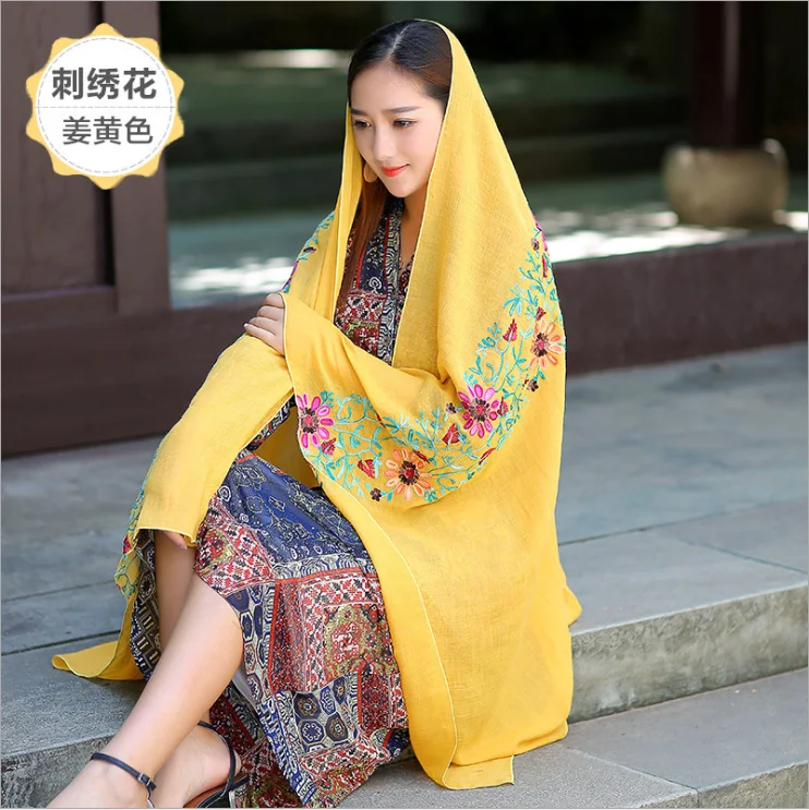 2019 New Embroidered Scarf Shawl Summer Long Silk Decorative Beach Bathing Suit Cover Ups |