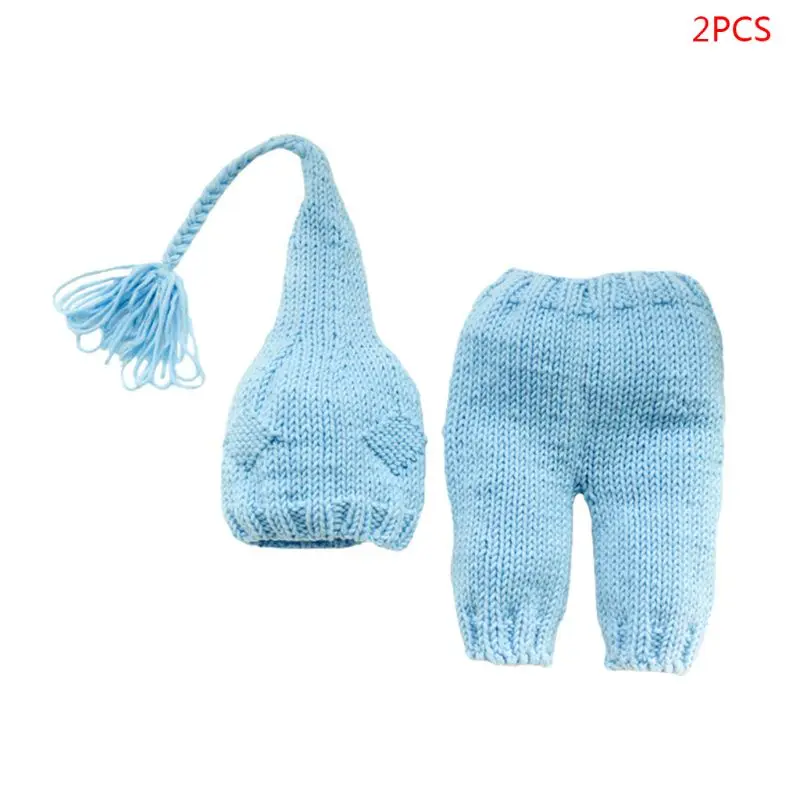 

2 Pcs/set Cute Baby Photo Clothing Suit Hand-woven New Long Tail Cap Pants