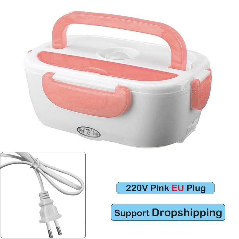 Pink EU Plug Многофункциональный портативный Электрический нагревательный Ланч-бокс для детей и взрослых, подогреватель пищи, контейнер для риса, для дома и офиса, поставка автомобиля, Прямая поставка - Цвет: Pink EU Plug