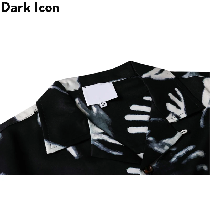 Dark Icon Printed Vintage Street Shirts for Men Summer Hawaiian Shirts Male Top