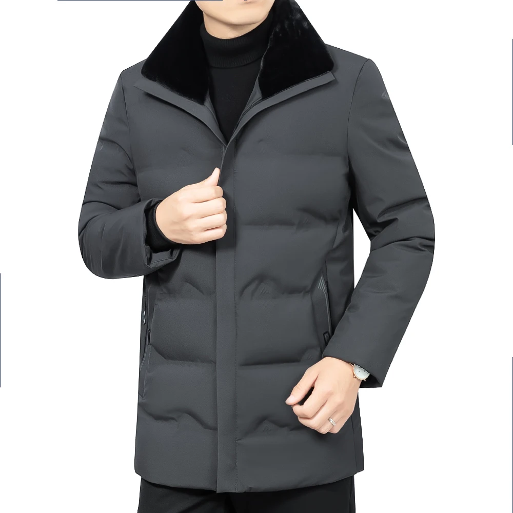 

Winter Puffer Jacket Men Black Dark Gray Fleece Lining Puffer Parkas Thick Thermal Puff Outerwear Male Warm Quiled Warm Coat man